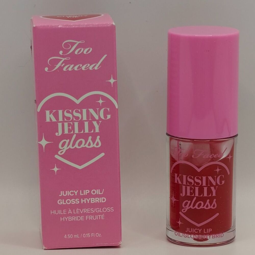 Too Faced Kissing Jelly Gloss Cherry Pie Lip Oil New in Box